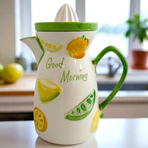 Napco Good Morning Citrus Juice Pitcher with Reamer Lid Vintage C-5352 Jug Fruit